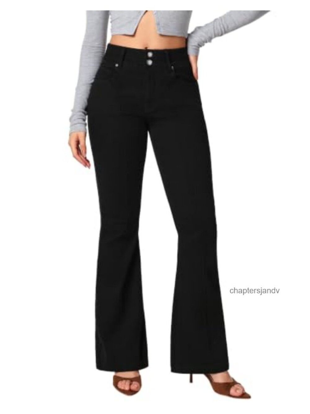 Stretchy Bootcut Jeans with Pockets Mid Rise Flare Leg Denim